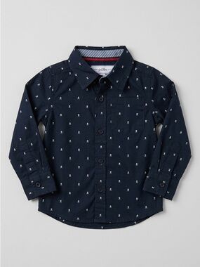 PD&C Toddler Boys Long Sleeve Button Down Shirt Mini Skull‎ Pattern Size 2T